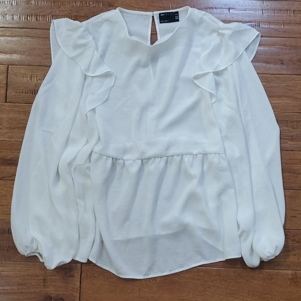 Asos design white ruffle long sleeve